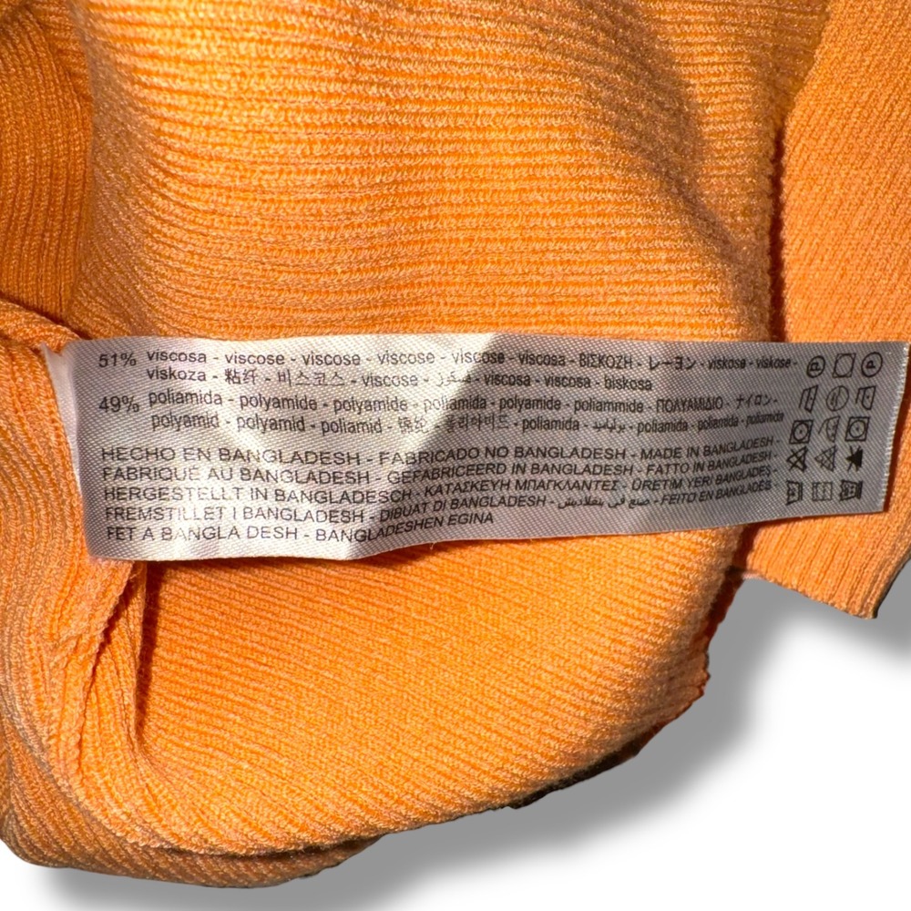 ZARA Ribbed Cardigan Sweater‎ Women's M Orange Rhinestone Short Sleeve - Picture 9 of 10
